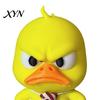 Cute Desktop Ornament with Tie 3D Printed Angry Duck Figurine, Yellow Detachable Articulated Tie, Fun Expression for Family Home Office Nursery
