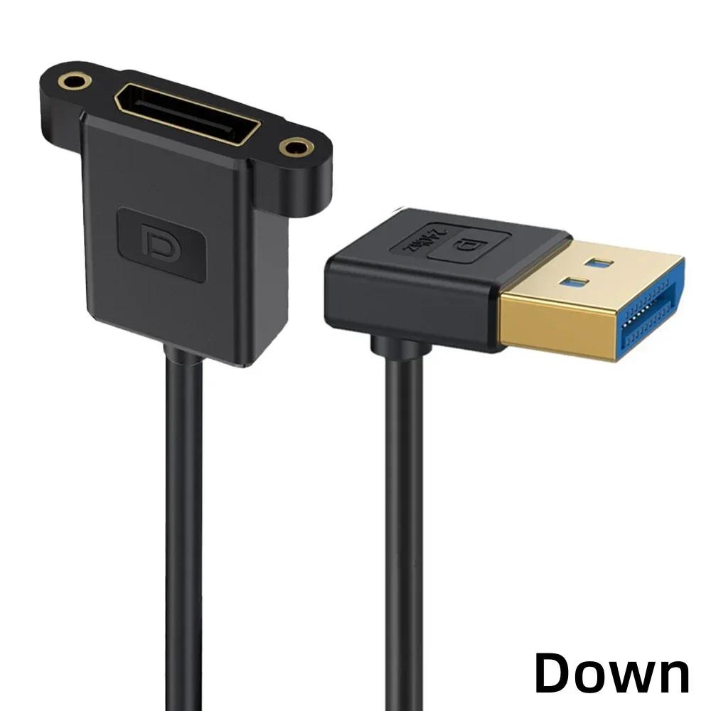 0.3M DisplayPort 1.4 Extension Panel Mount Cable Up/Down/Left/Right Angle 90 Degree DP 8K60Hz 4K144Hz Thin Cord for PC Monitor