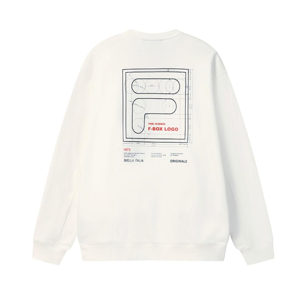 Fila Original Fleece Version Trendy Fashion Casual Versatile Warm Loose Pullover Sweatshirt Men Sweatshirt White F11M549214FWT