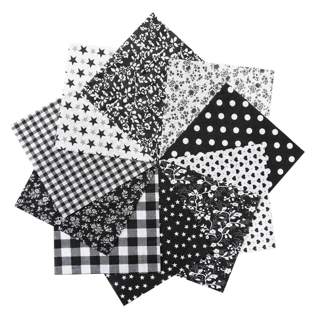 100-Color Patchwork Cloth Set: Floral, Plaid & Polka Dot Plain Weave Cotton for DIY Crafting