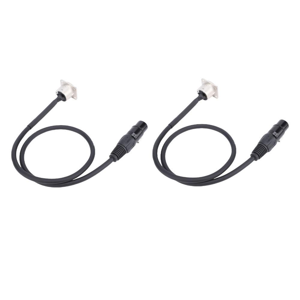2PCS Professional 3 Pin XLR Pass Through Cables D Type 2FT Male Panel Mount to Female Connector XLR Cable Floor Box