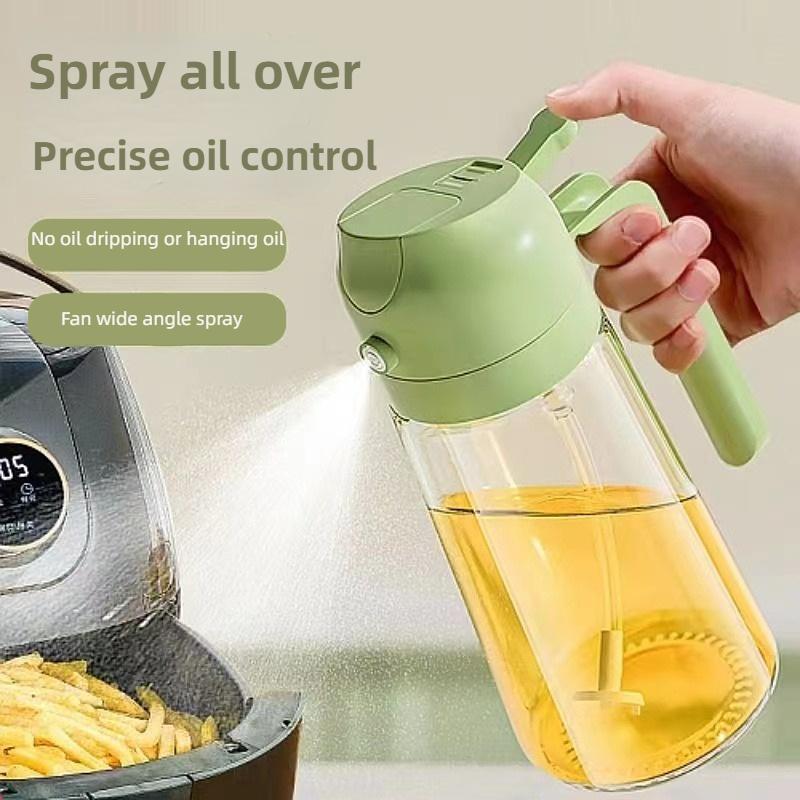2in1 470ml Glass Spray Oil Sprayer Bottle Spray Oil Dispenser Oil Jar Cruet BBQ Kitchen Baking Roasting Picnic Kitchen Tool