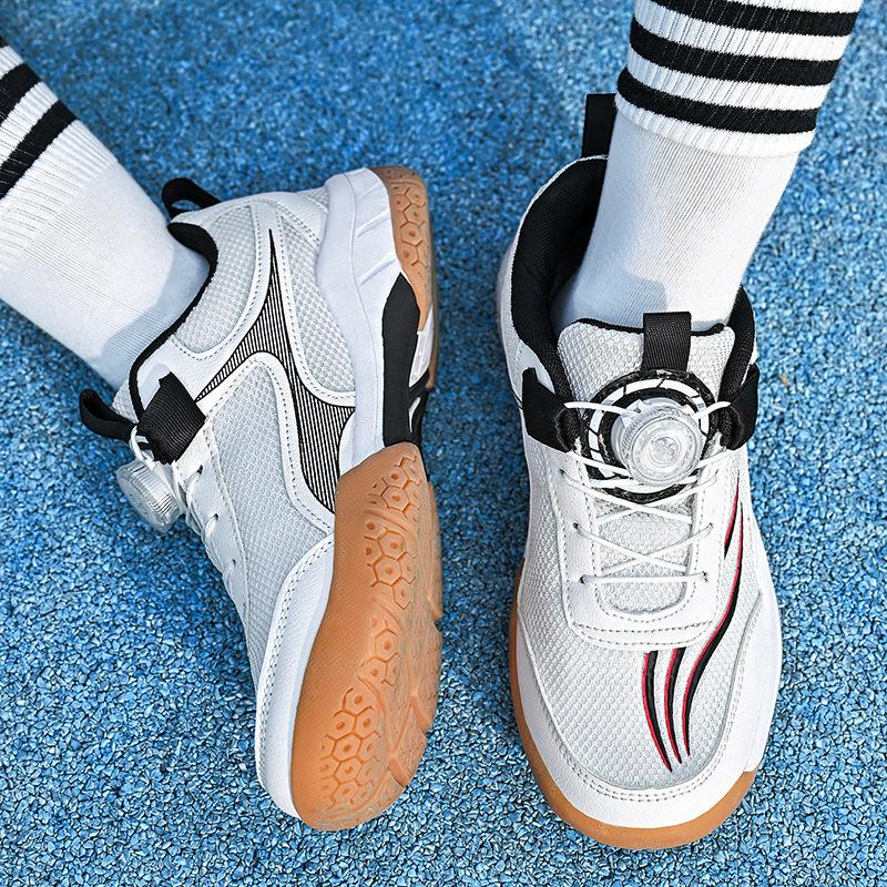 2025 Children's Badminton Sports Shoes Autumn Volleyball Shoes Rotating Buckle Boys Table Tennis Girls Tennis Shoes