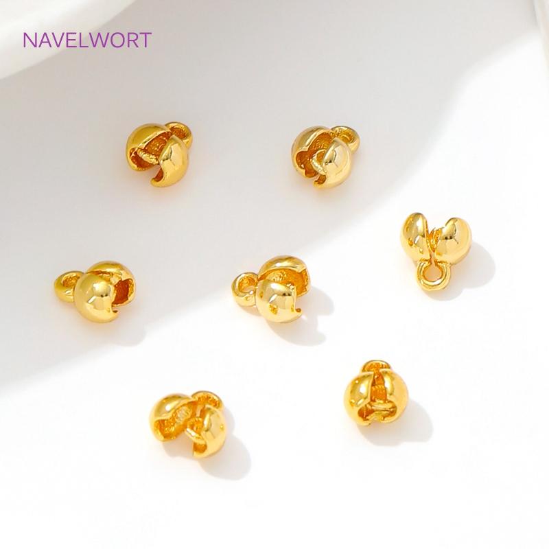 18K Gold Plated Brass Crimp Beads Clamping Beads,End Caps For Jewelry,For DIY Jewelry Making Accessories,Caps For Bracelet