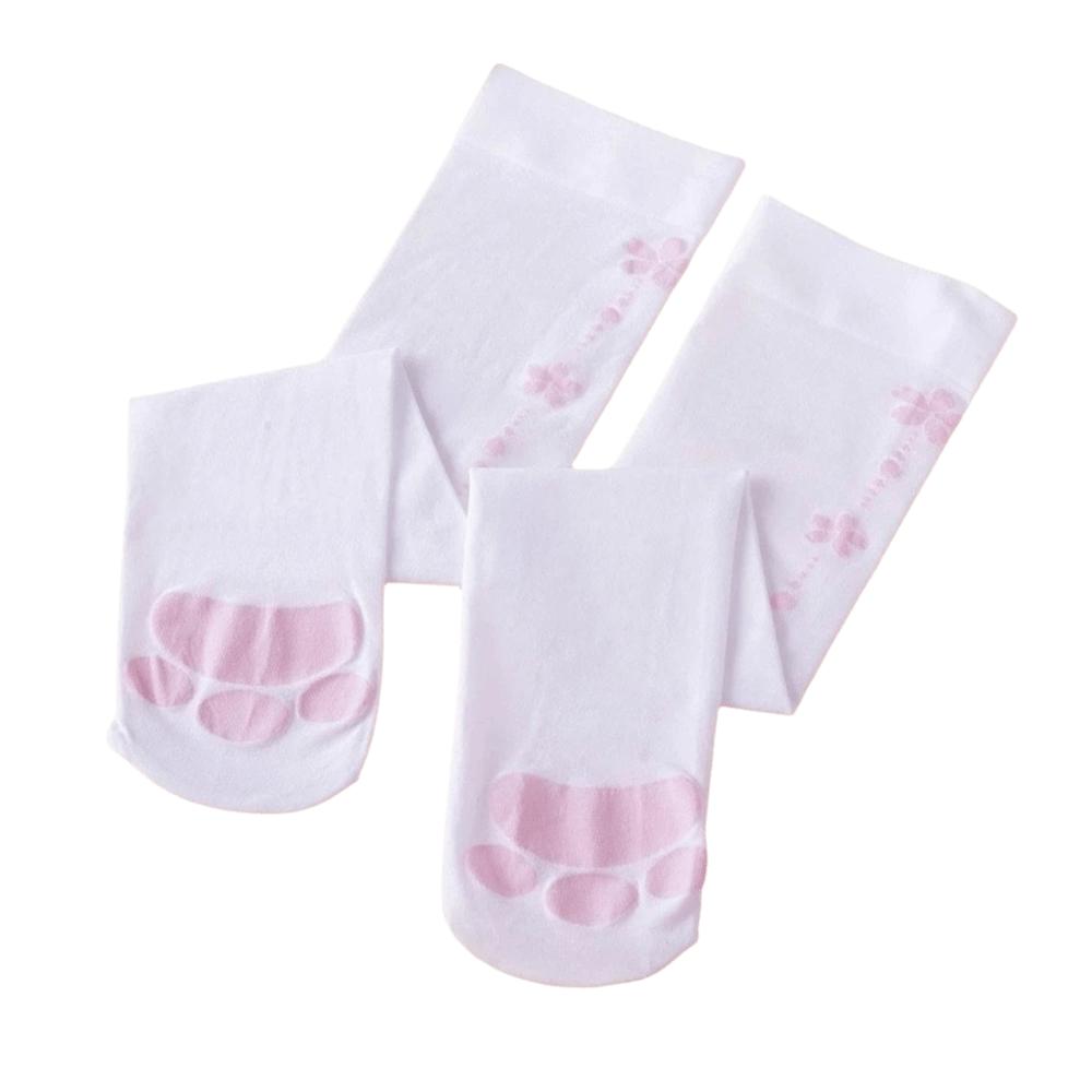 Above Knee Thigh High Stockings Lolita JK Cat Claw Stockings Cat Paw Long Socks  Comic Convention White Calf