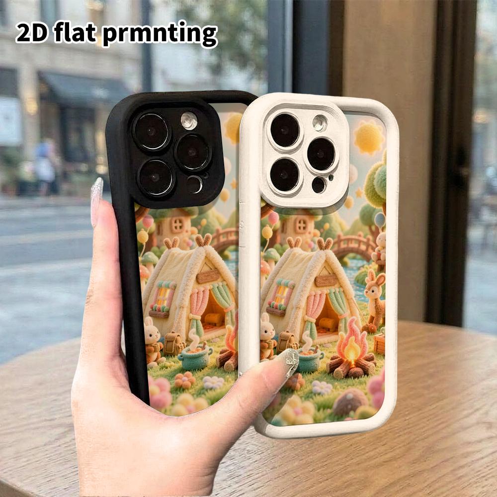 Phone Case: 2D Flat, Suitable for iPhone 18 17 16 15 14 13 12Pro Protective Case, Camping Tent, Perfect Christmas and Halloween Holiday Gift