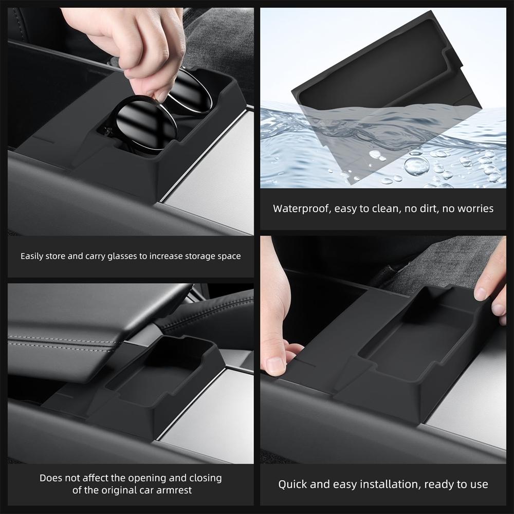 for Tesla Model 3 Y Juniper 2025 2026 Center Console Armrest Storage Box Glasses Holder Tray Case Organizer Interior Accessories