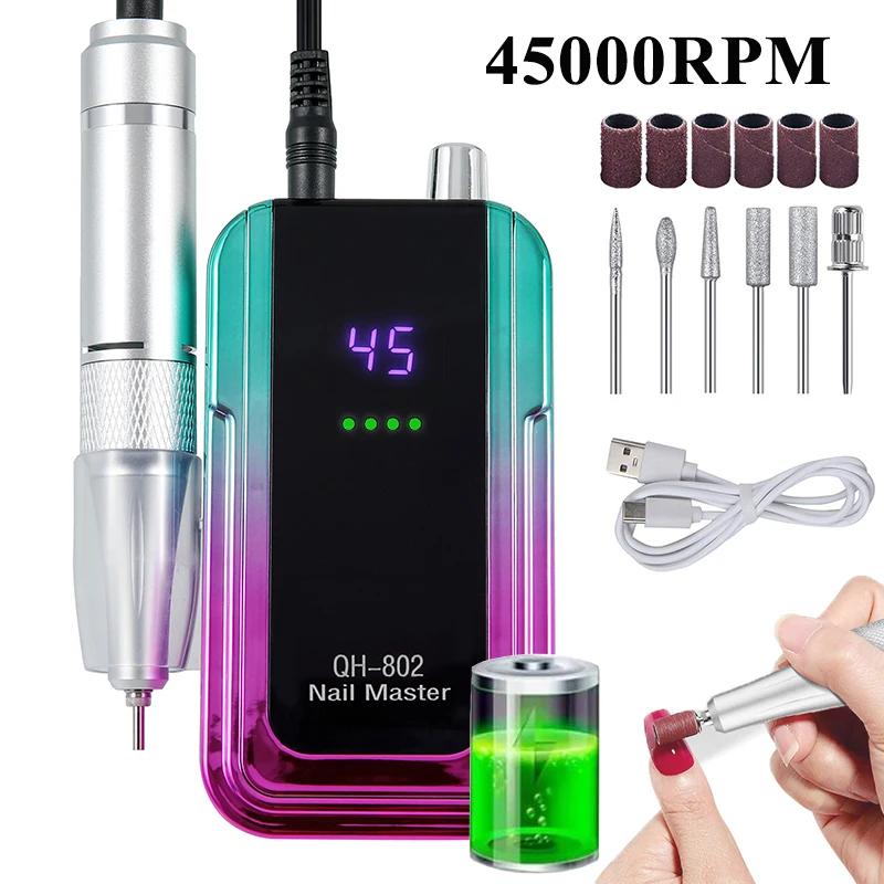 

New 45000RPM Rechargeable Nail Drill Machine Low Noise Polisher for Nail Salon Tools