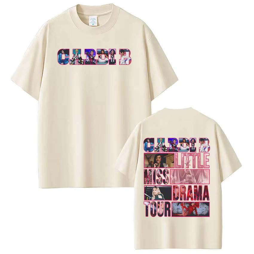 

Cardi B Little Miss Drama Tour 2026 Print Tshirt Men Women Aesthetic Trend Tshirts Summer Shortsleeved Cotton Casual Tshirts 2XL