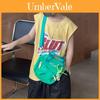 Simple Solid Color Letter Printed Children Single Shoulder Bag With Pendant For Kids School Day Use