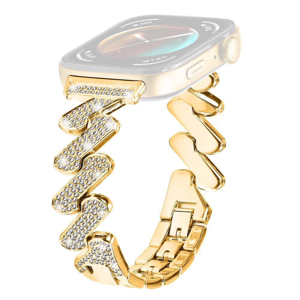 For Huawei Watch Fit 3 Watch Band Rhinestone Decor 7-Shape Metal Wrist Strap