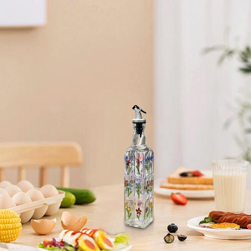 1PC Bottled Bottle Kitchen Supplies Soy Sauce Vinegar Bottle Home Decoration Hand-painted Oil Bottle Round 30x5.5cm
