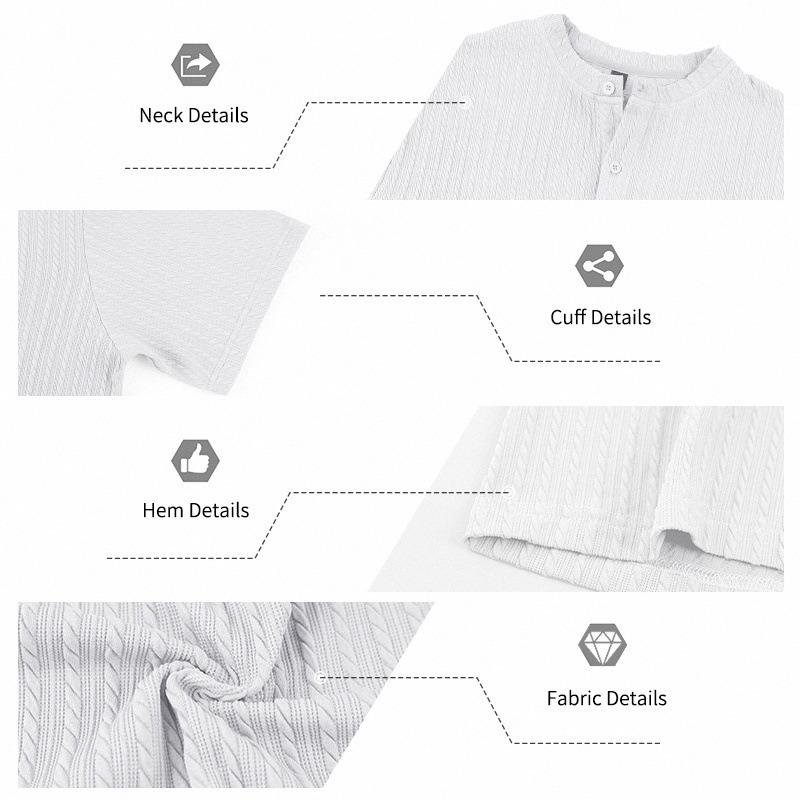 Men's Heavyweight Jacquard Stretch Short Sleeve Henley T-Shirt.