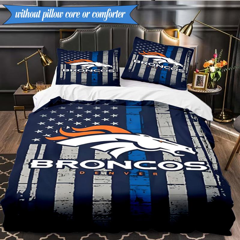 Denver Broncos 3pcs Bedding,Including 1pc Duvet Cover And 2pcs Pillowcases Perfect for Christmas,Ideal for Bedroom, Dormitory