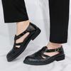 Trend Nieuwe Rome Puntige Neus Casual Leer Geperforeerd Ademende Schoenen voor Mannen Designer Sandalen Bruidsjurk Formele Platte Schoenen