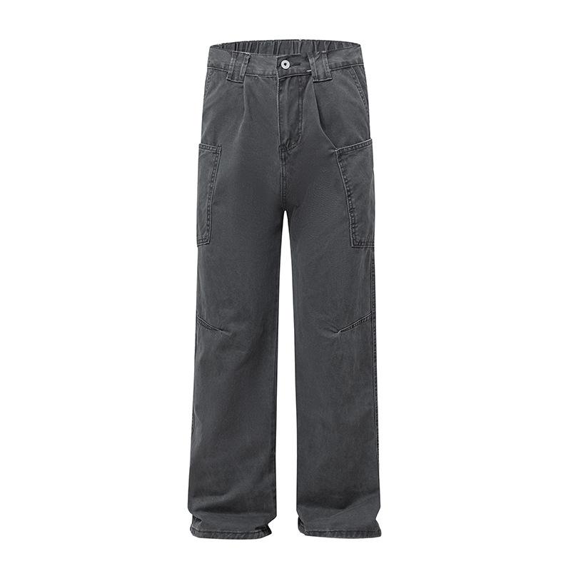 Street Gray Tooling Casual Pants Men's Straight Long Pants
