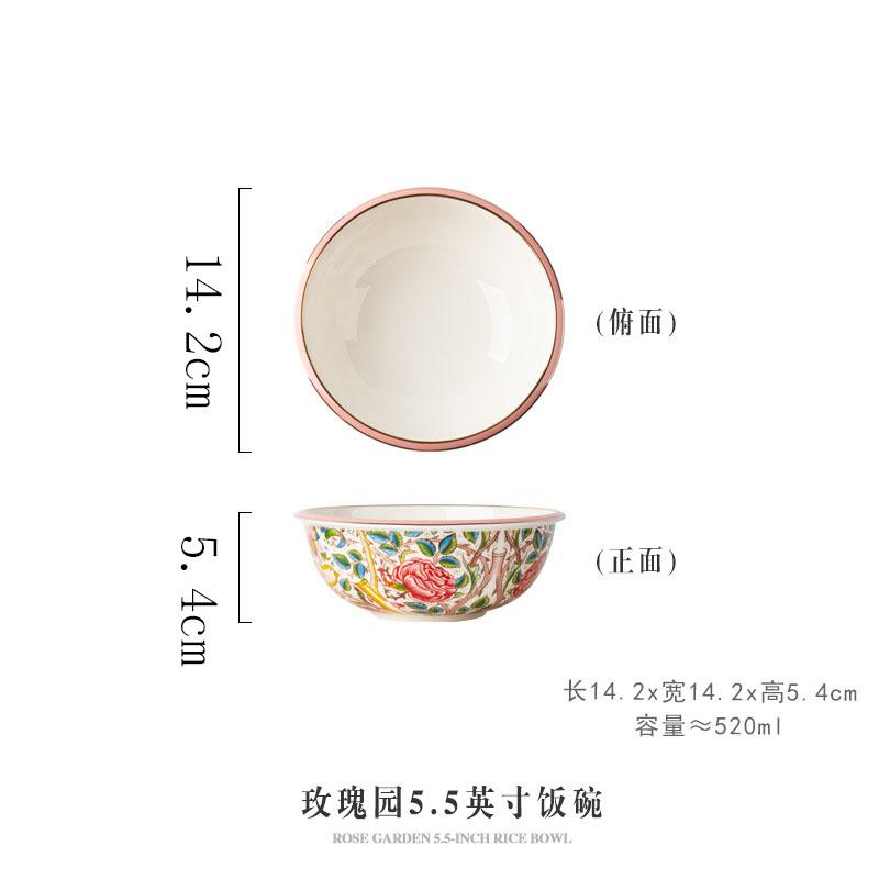 European Ceramic Western Steak Plate Painted Rose Dinner Plate Both That Noodle Bowl Dessert Main Course Dish Kitchen Tableware