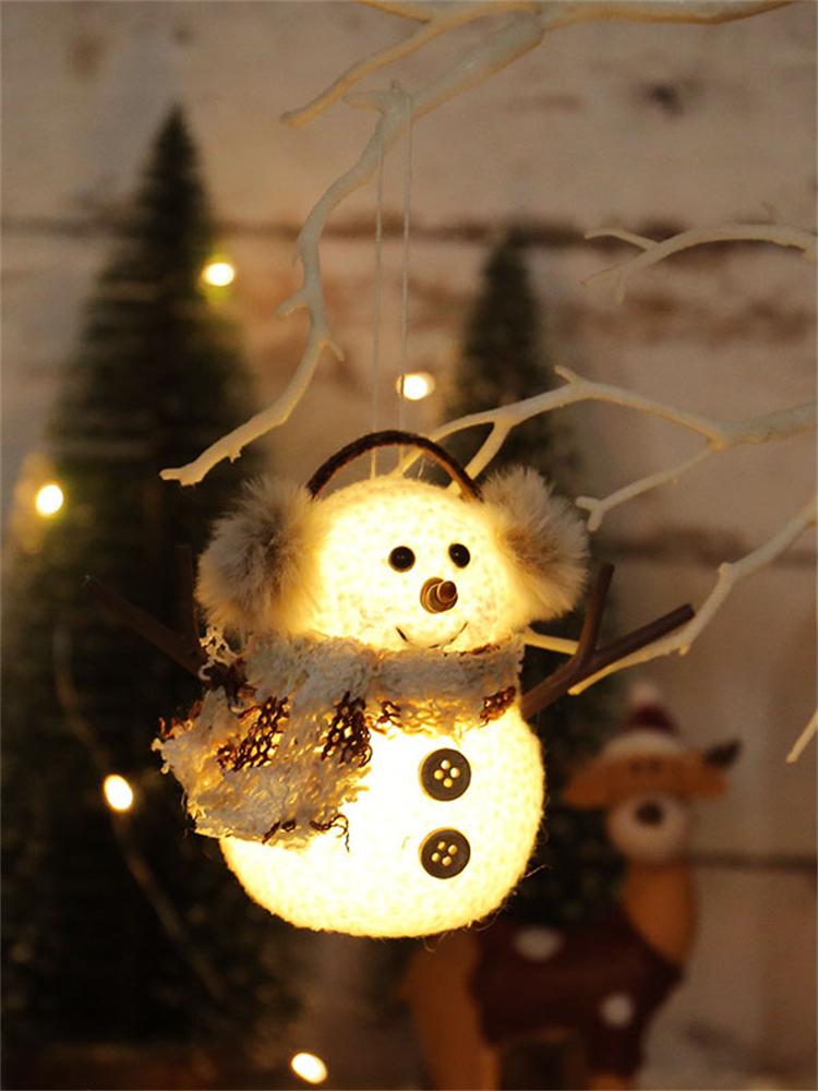 2025 Christmas Decorations Glowing Little Snowman Xmas Tree Decor Plaid Striped Scarf Doll Home Decor Christmas Supplies Navidad
