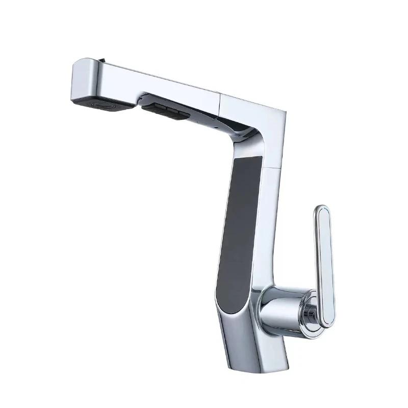 

Intelligent digital display LED large screen temperature control pull-out faucet hot and cold bathroom wash basin