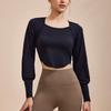 Womens Long Sleeve Yoga Top Tight Fit Moisture Wicking Workout Shirt Running Fitness Gym