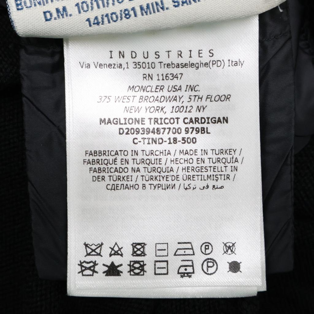 Moncler [Good Condition] D20939487700 MAGLIONE TRICOT CARDIGAN Knit X Nylon Switching Hoodie Down Blouson/ Jacket S blackUsed