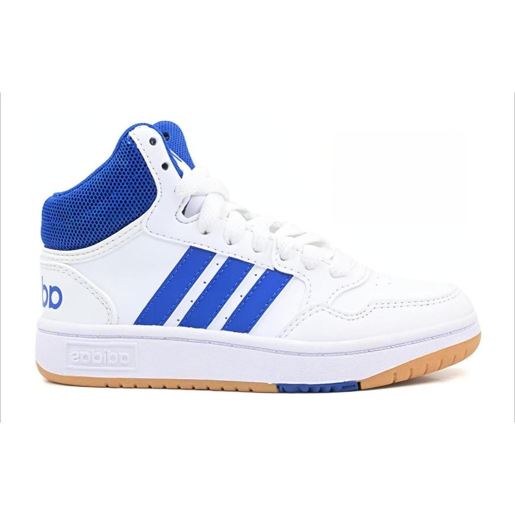 Adidas Neo Hoops Mid 3.0 K Slip Resistant Abrasion Resistant Mid top Children's Basketball Shoes White Blue Kids' IE0222