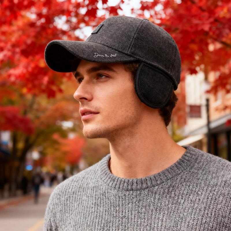 Autumn Winter Velvet Warm Cap Middle-Aged and Elderly Ear Protection Cotton Cap Men's Baseball Cap