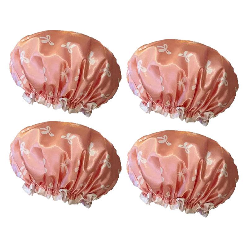 1-6PCS Adult Female Household Cute Double-Layer Thick Waterproof Shower Cap Hair Cap Head Cover Hat Kitchen Oil Fume Proof Hat