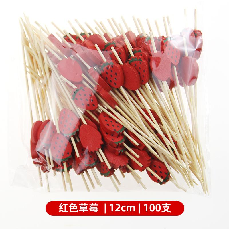 100 Pcs 12cm Cocktail Picks Creative Handmade Heart Shape Bead Appetizer Picks Fruit Toothpicks Party Supplies