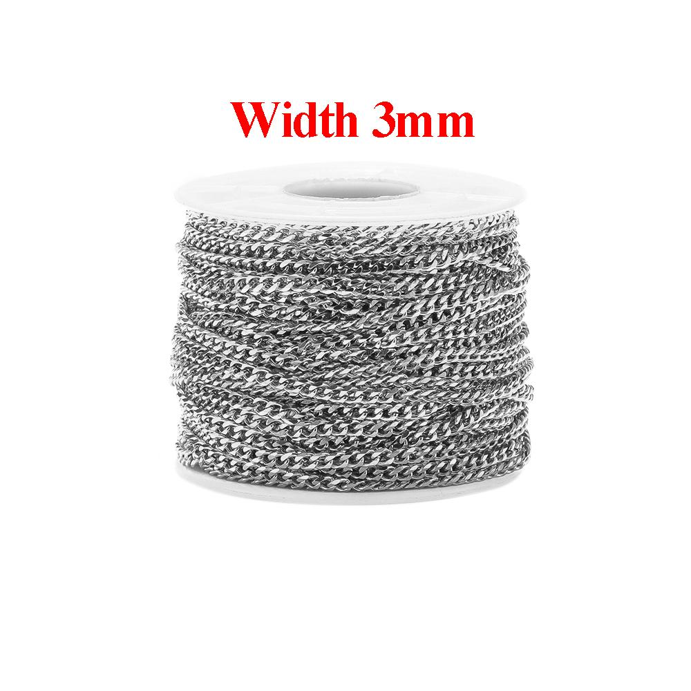1 Meter Stainless Steel 3mm 6mm No Fade Flat Cuban Figaro Chains Necklaces Findings Bracelets Supplies Jewelry Making Supplies
