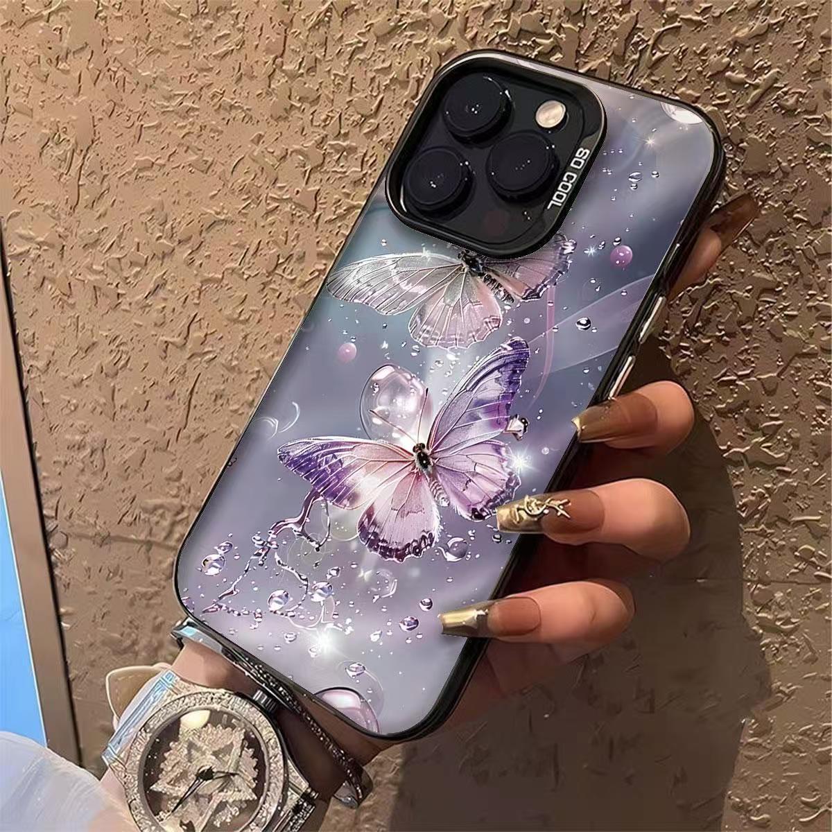 Phantom Purple Butterfly Case for Apple iPhone 16, 17, 15, Pro Max, New Model 14, Premium Feel 13 iPhone 7