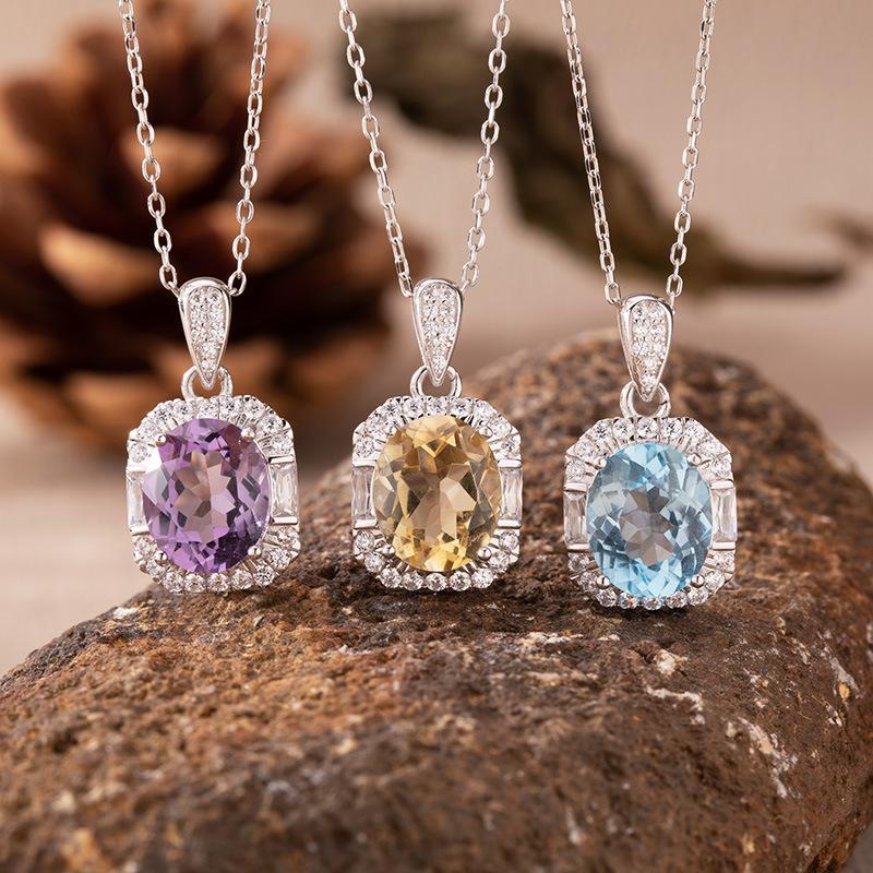 Natural Colored Jewelry Topaz Amethyst Citrine Ring Women'S S925 Silver Light Luxury High Sense