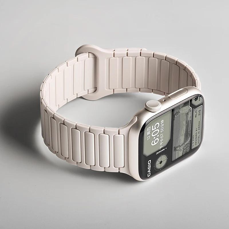 Silicone Strap for Apple Watch Ultra 2 49mm 42mm 45mm 41mm 44mm 40mm Magnetic Band for iWatch Series 10 46mm 9 8 7 6 SE 5 4 3