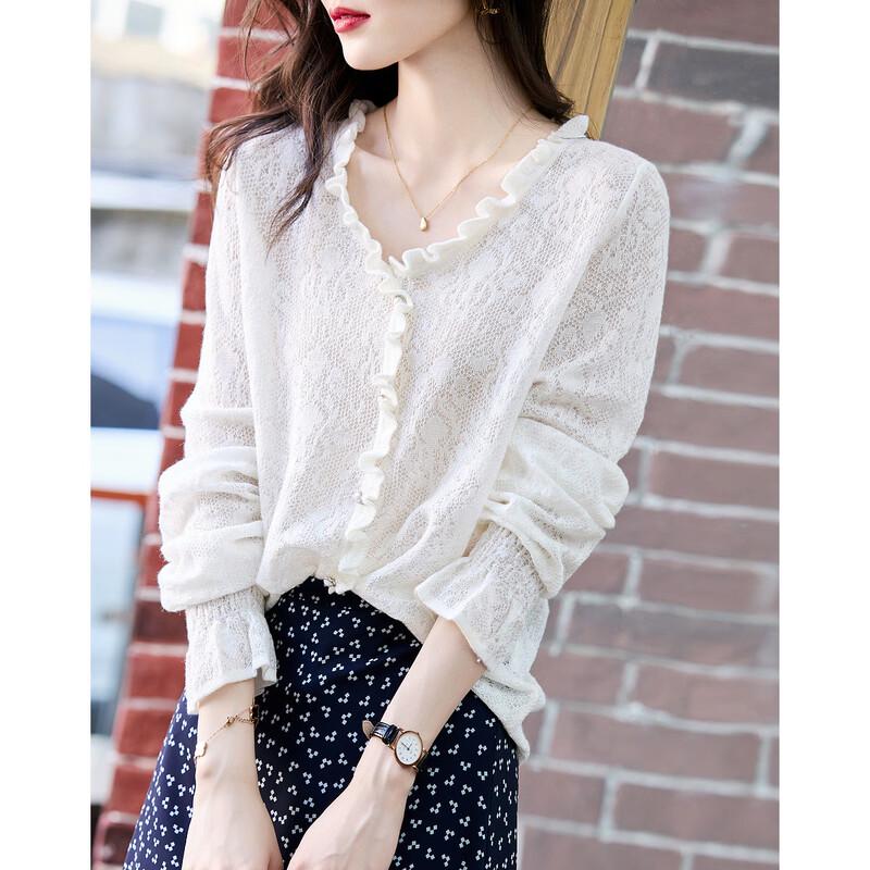 Demana Women's V-Neck Jacquard Knit Pullover