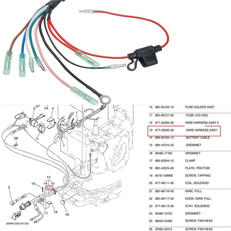 Versatile 3X 61T-82590-00 Outboard 7Pin Wire Harness Hardness Assy For Yamaha Outboard Motor 2T 25HP 30HP C25 C30