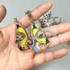 Banana Happy Cat Keychain Acrylic Funny Meme Keyring Backpack Hanging Pendant Mobile Phone Bag Charms Cute Keychain Accessories