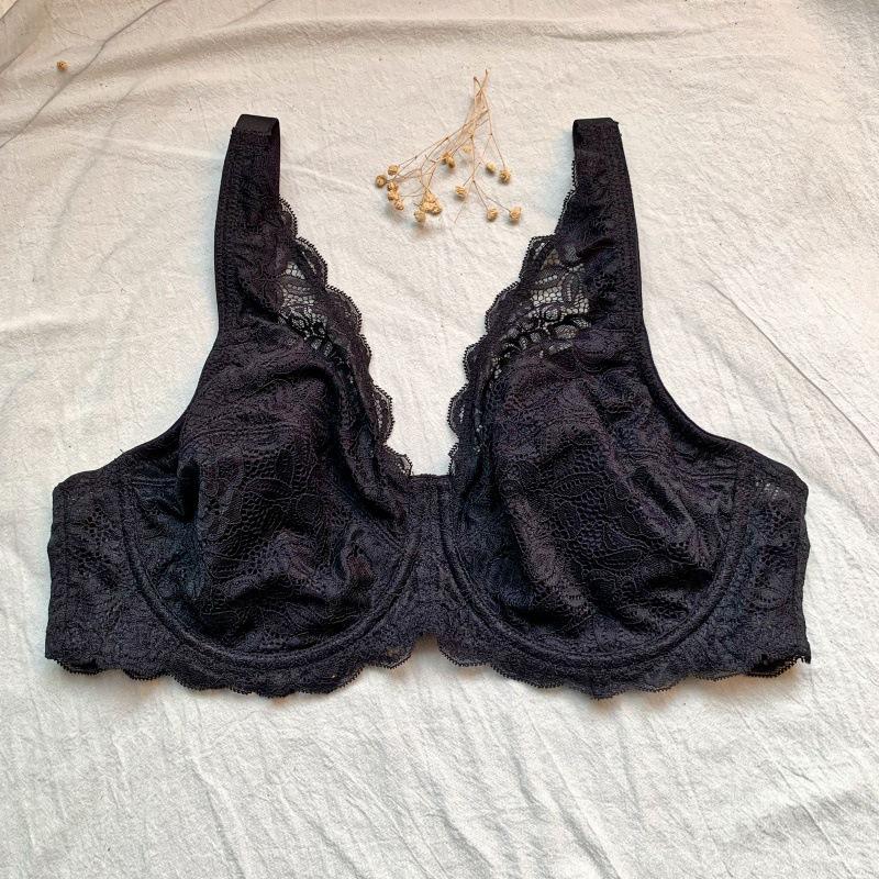 

Женский летний бюстгальтер без губки большого размера, ультратонкое мягкое нижнее белье на косточках, удобное дышащее 38/85F чёрный