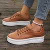 Fashion Platform Women Sneakers Breathable Casual Shoes Solid Color Lightweight Vulcanized Shoes Autumn Lace Up Tennis Shoe Plus Size 43