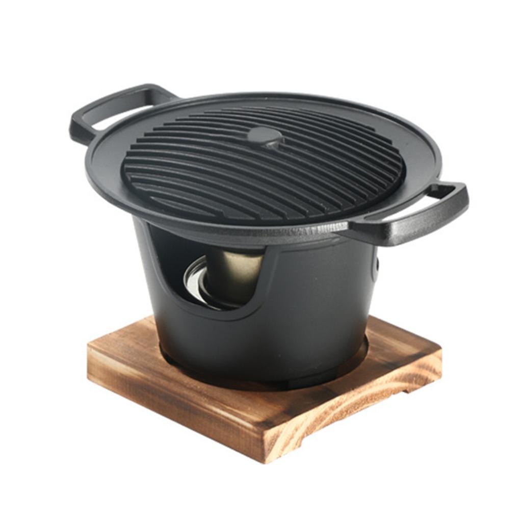 Yousheng Mini-BBQ-Alkoholkocher, Grill, japanischer Ein-Personen-Kochofen, antihaftbeschichtete Outdoor-BBQ-Platte für Camping-Picknick, multifunktionale Grillwerkzeuge