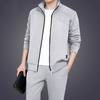 1 Set Jacket Pants Set Solid Color Zipper Autumn Winter Ribbed Cuff Coat Drawstring Pants for Daily Wear