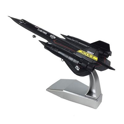 Modèle Réduit en Métal Moulé de l'Avion de Chasse Militaire SR-71 Blackbird avec Support d'Exposition Ensemble