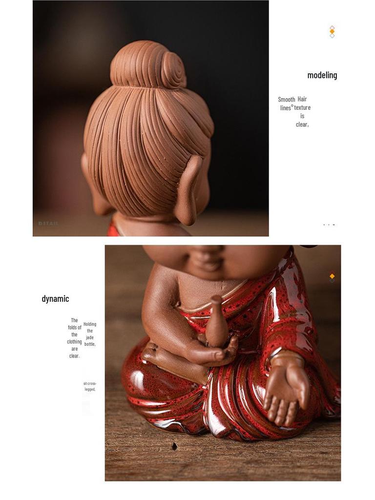 Saha Three Saints Buddha Ceramic Statue: Ksitigarbha, Tathagata, and Guanyin Tabletop Ornament