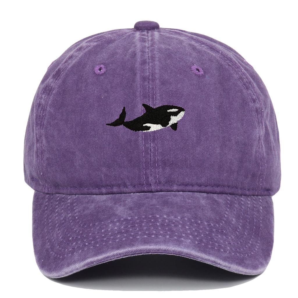 1ks Retro vypraná baseballová čepice s výšivkou žraloka pro ženy Muže Ležérní nastavitelná vypraná bavlněná čepice typu Dad Hat Unisex Klasické golfové čepice