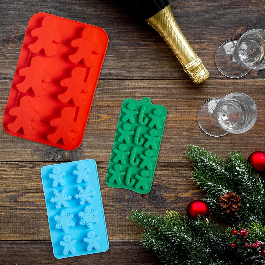 Gingerbread Man Silicone Mold MoldFun Christmas Party Gingerbread Mold for Chocolates, Soaps, Cake Baking, Ice Cube