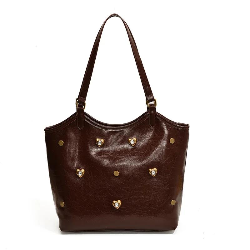 

PU одинарная женская сумка через плечо высокого качества нишевая ретро сумка для поездок на работу модная многофункциональная молодежная сумка-тоут коричневый