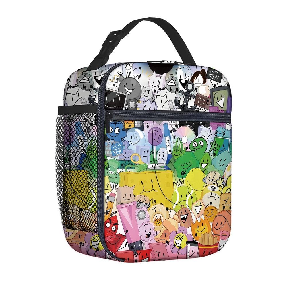 Borsa per Pasto Portatile Borsa Quadrata per Pasto Completamente Stampata Borsa per il Pranzo dei Bambini Borsa per Picnic della Scuola Elementare