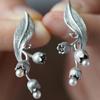 Lily of the Valley Pearl Floral Stud Earrings - S925 Silver Needle, Chinese Style High-End Brushed Craft