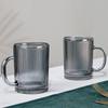 Thick Vertical Stripe Glass Cups with Handles - Set for Coffee, Juice, Water, and Milk