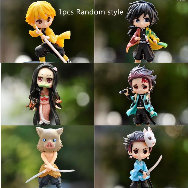 1/6pcs Anime Figure Demon Slayer Q Posket  Kimetsu No Yaiba Doll Tanjiro Nezuko Zenitsu Kawaii model PVC Toy desktop decoration