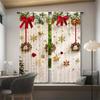 2er Set Goldene Kleine Glocke Weihnachtsvorhänge-Digitaldruck, Tunnelzugdesign, Polyester - Perfekt für Wohnzimmer, Küche, Schlafzimmer
